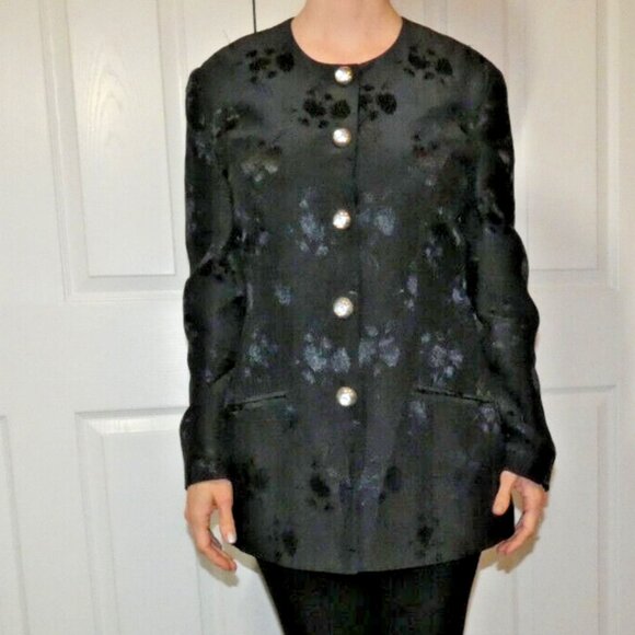 Black Satin Jacket Size 8 Mark Angelo Career to Party Date British Classy Luxury - Picture 5 of 9